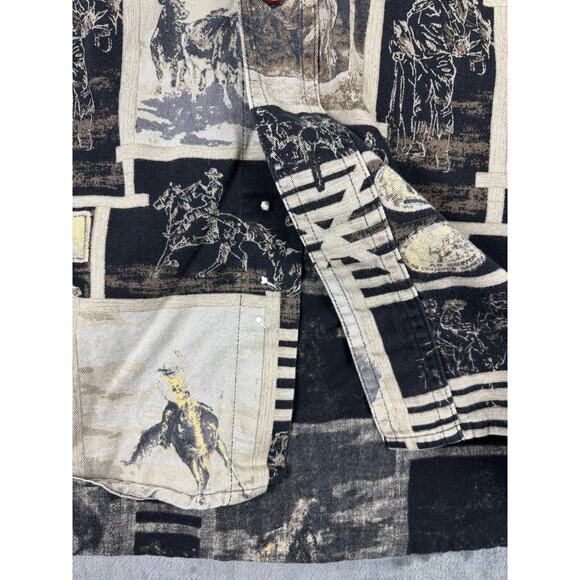 Vintage Bit &‎ Bridle Outfitters Western Cowboy Graphic Button-Up Shirt XL - Picture 3 of 12